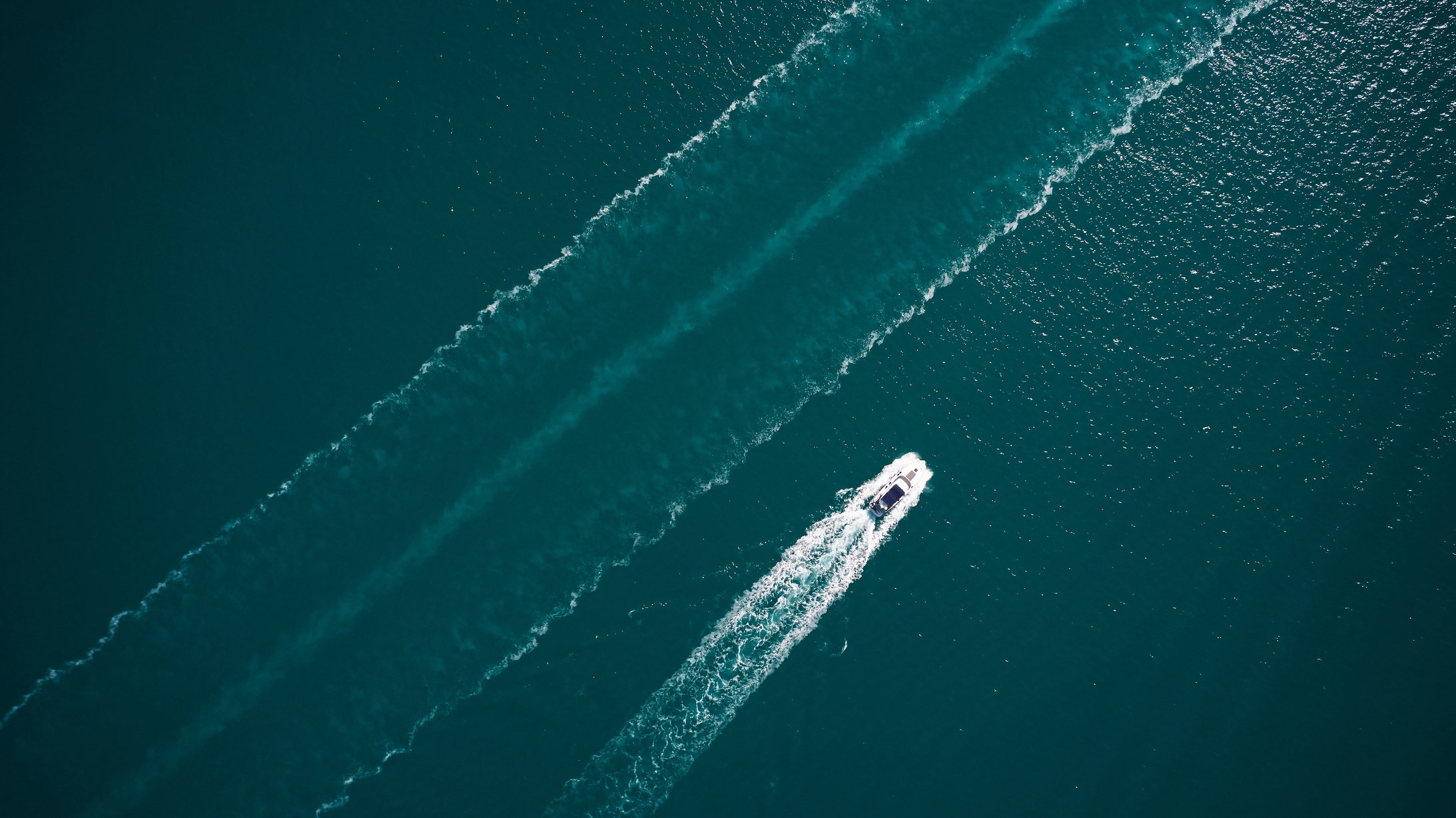 Aerial View of a Boat on the Ocean